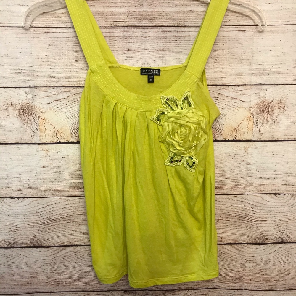 Express Dreamweight Cotton Tank XS Yellow Green